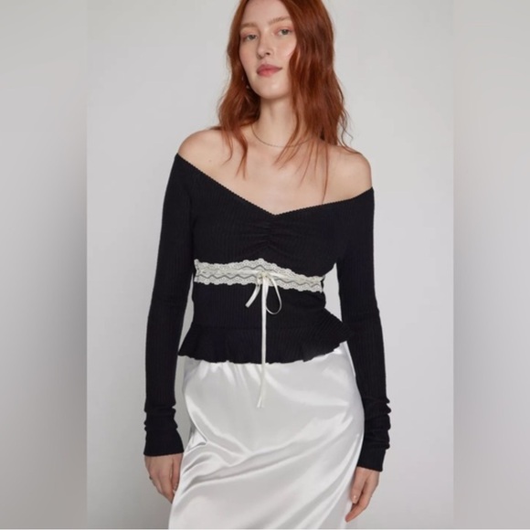 Urban Outfitters Tops - Kimchi Blue Urban outfitters Off-Shoulder Top with Lace Detail black